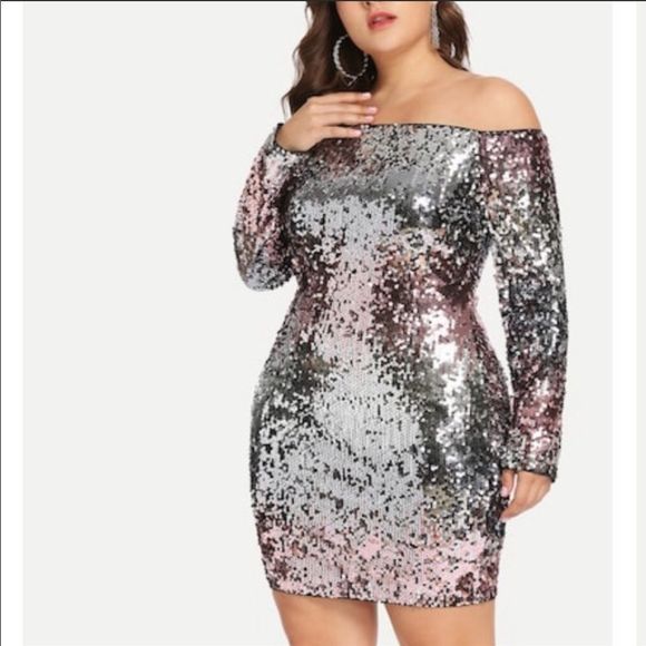 Ombré Sequin Off Shoulder Mini Dress - Picture 3 of 6
